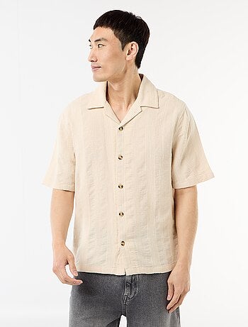 Camisa de manga corta en punto fantasía