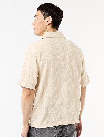 Camisa de manga corta en punto fantasía