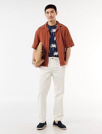 Camisa de manga corta en punto fantasía