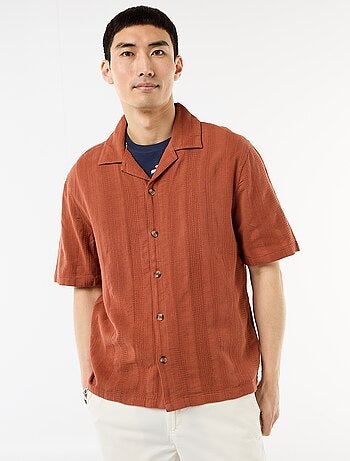 Camisa de manga corta en punto fantasía
