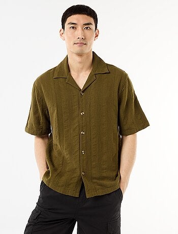 Camisa de manga corta en punto fantasía