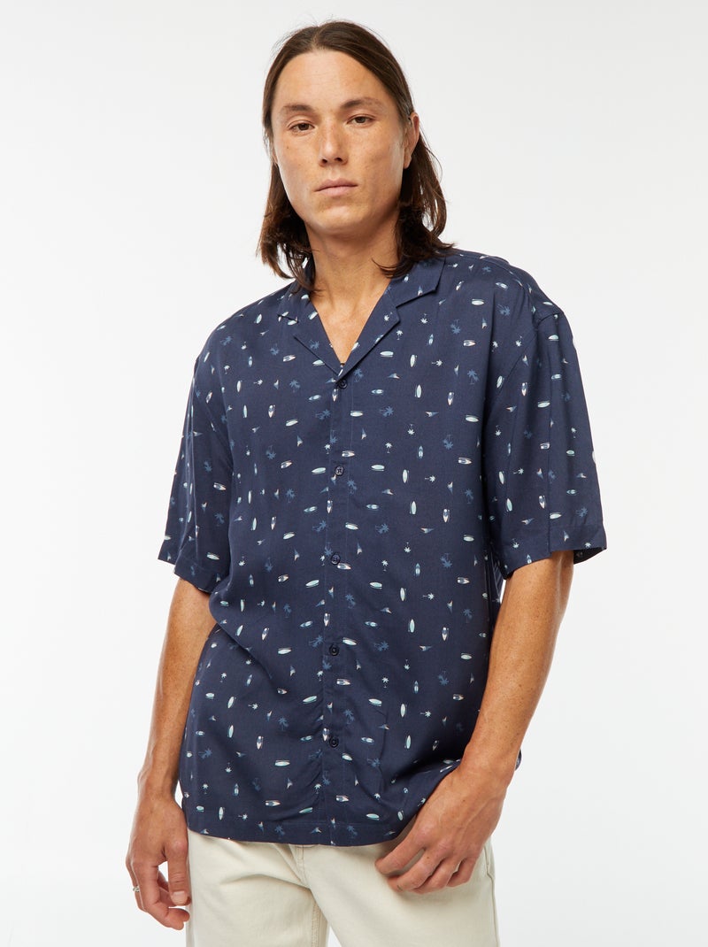 Camisa de manga corta estampada Azul - Kiabi