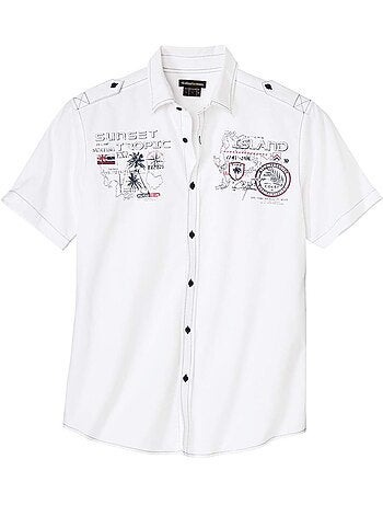 Camisa de manga corta estilo piloto de popelín sunset tropic