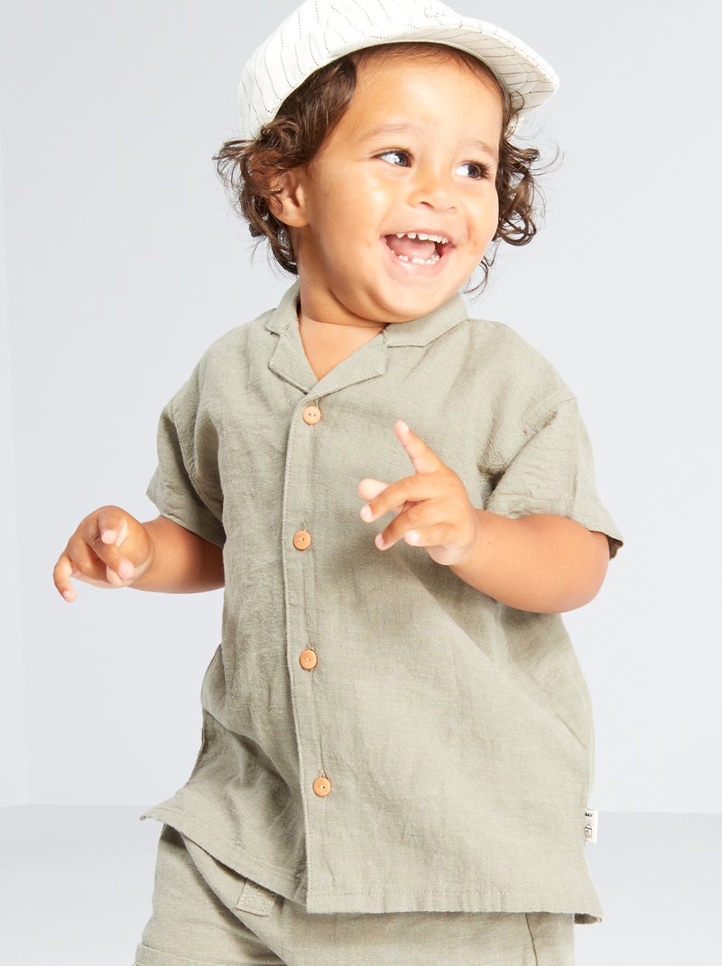 Camisa de manga corta gris - Kiabi
