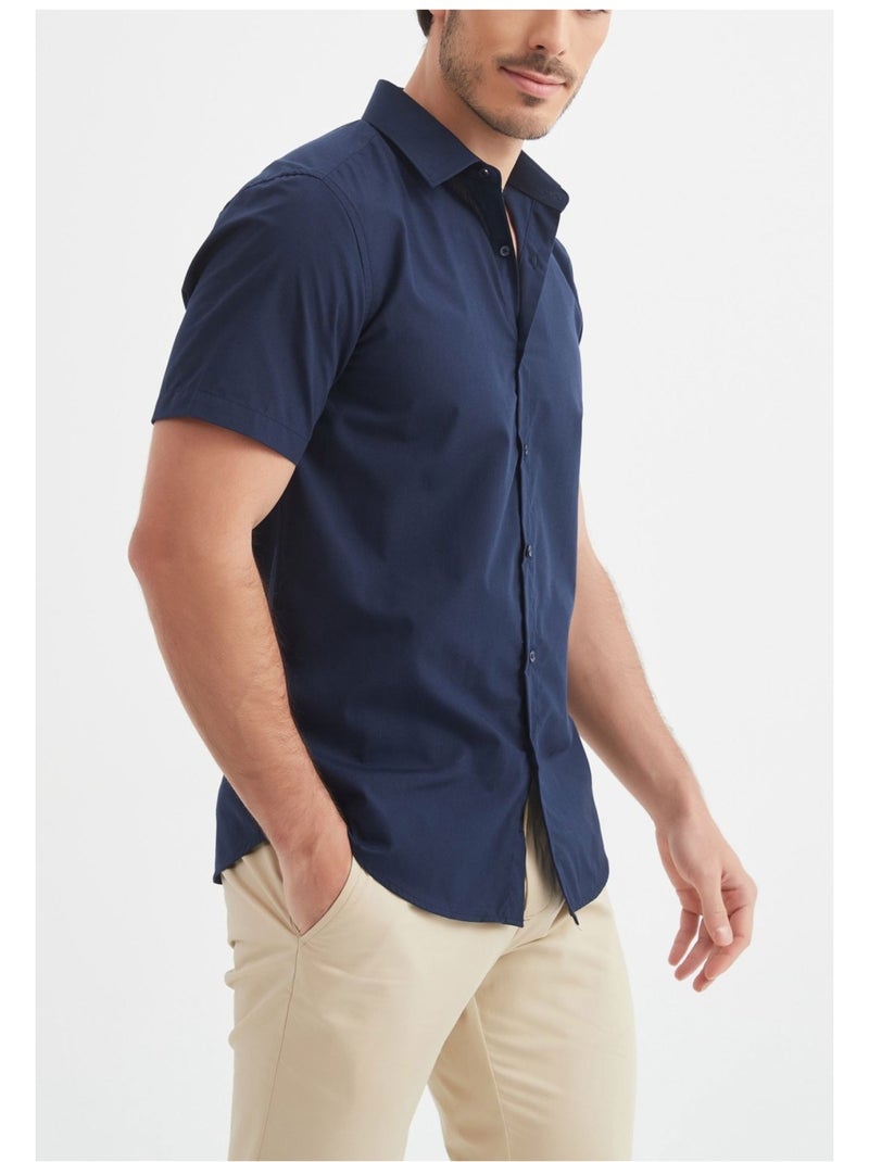 Camisa de manga corta Kebello Azul marino - Kiabi