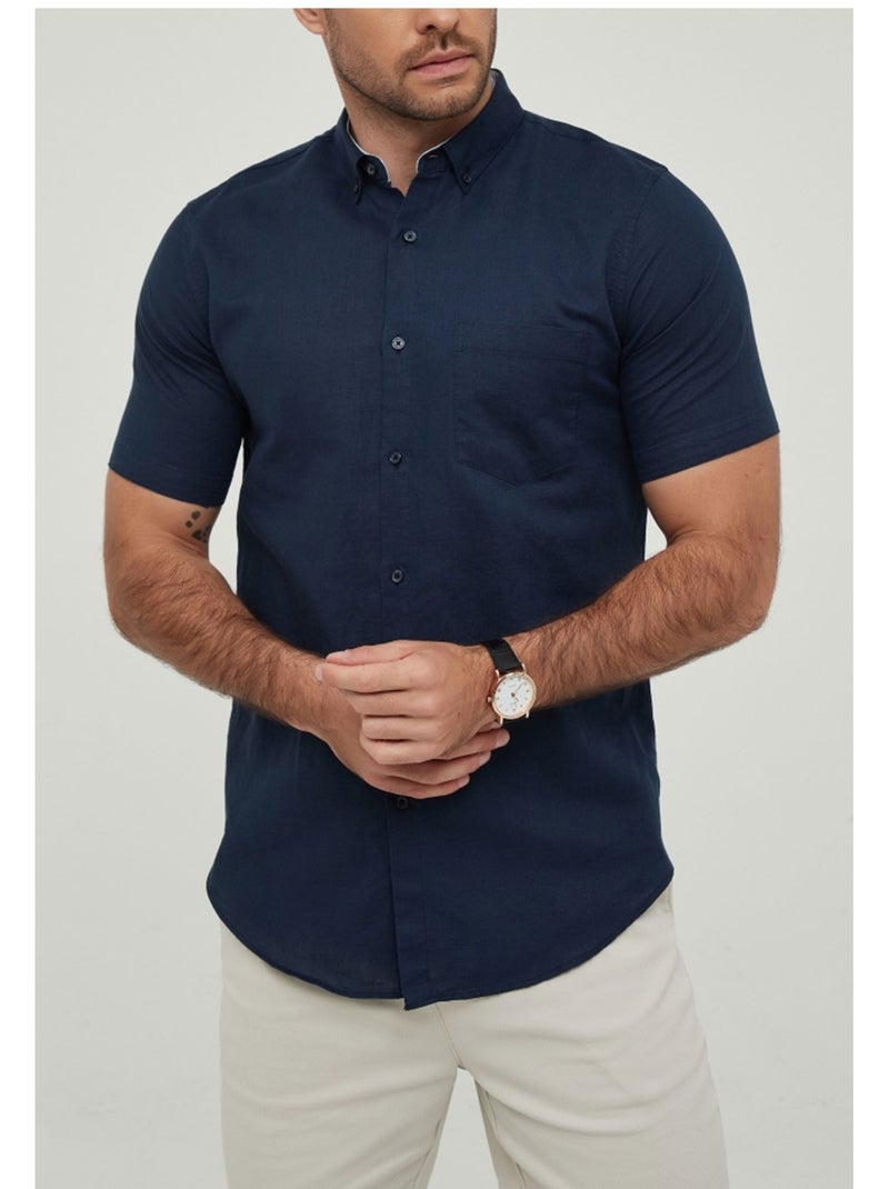 Camisa de manga corta Kebello Azul marino - Kiabi