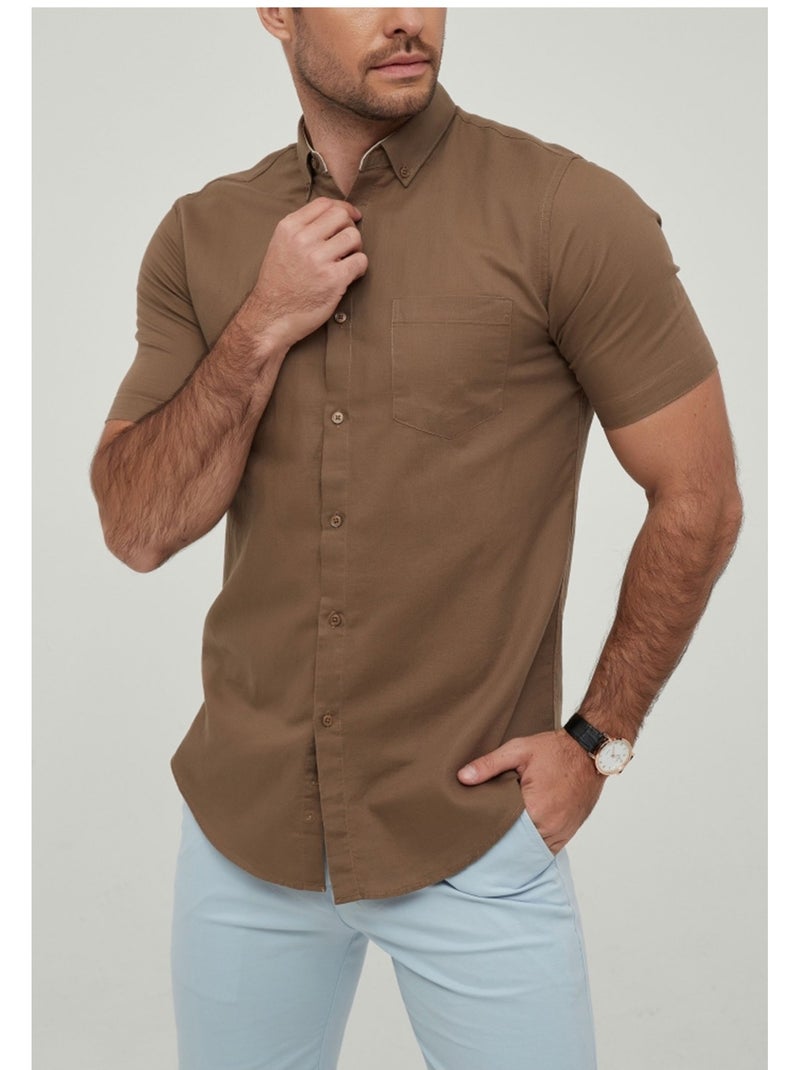 Camisa de manga corta Kebello Marrón - Kiabi
