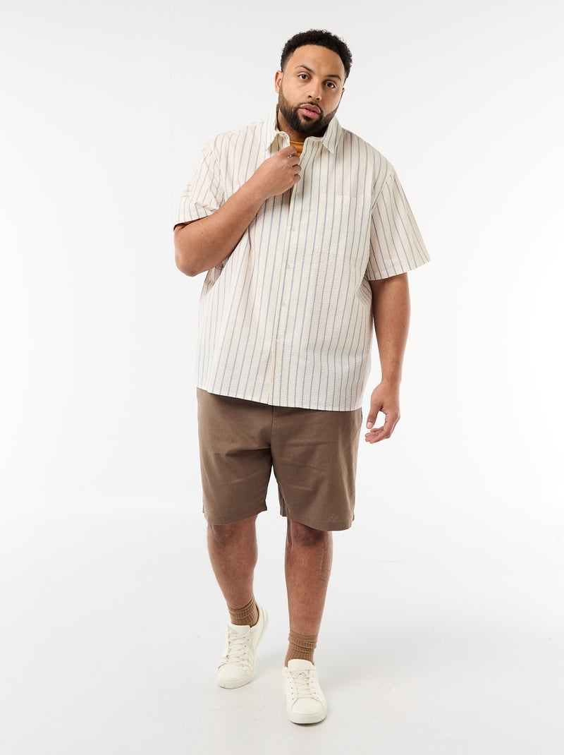 Camisa de manga corta ligera a rayas Blanco - Kiabi