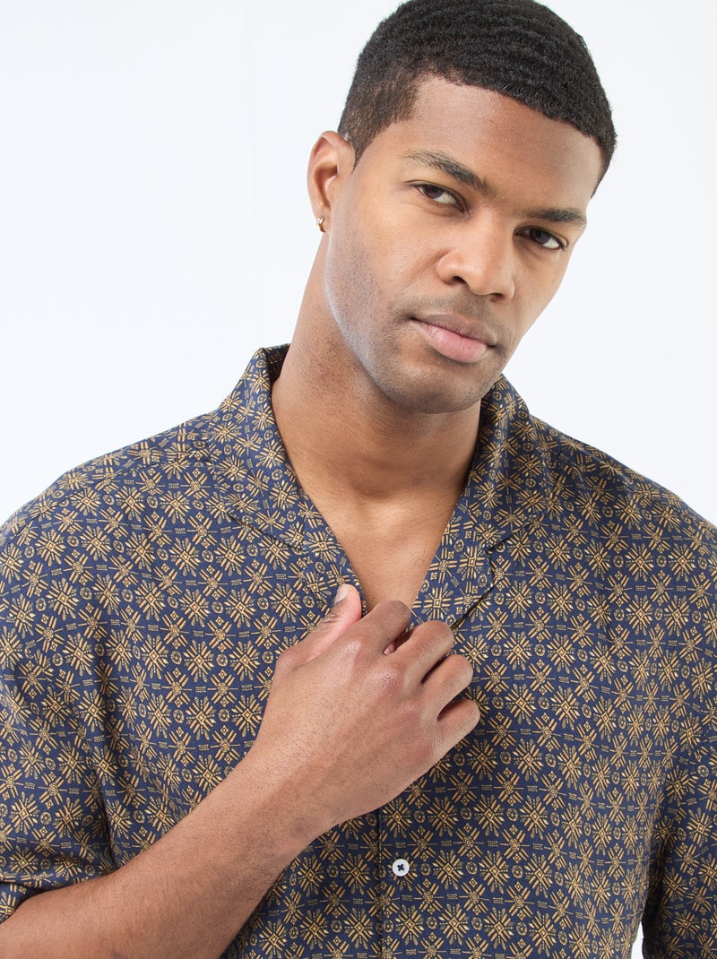 Camisa de manga corta ligera con estampado Azul - Kiabi