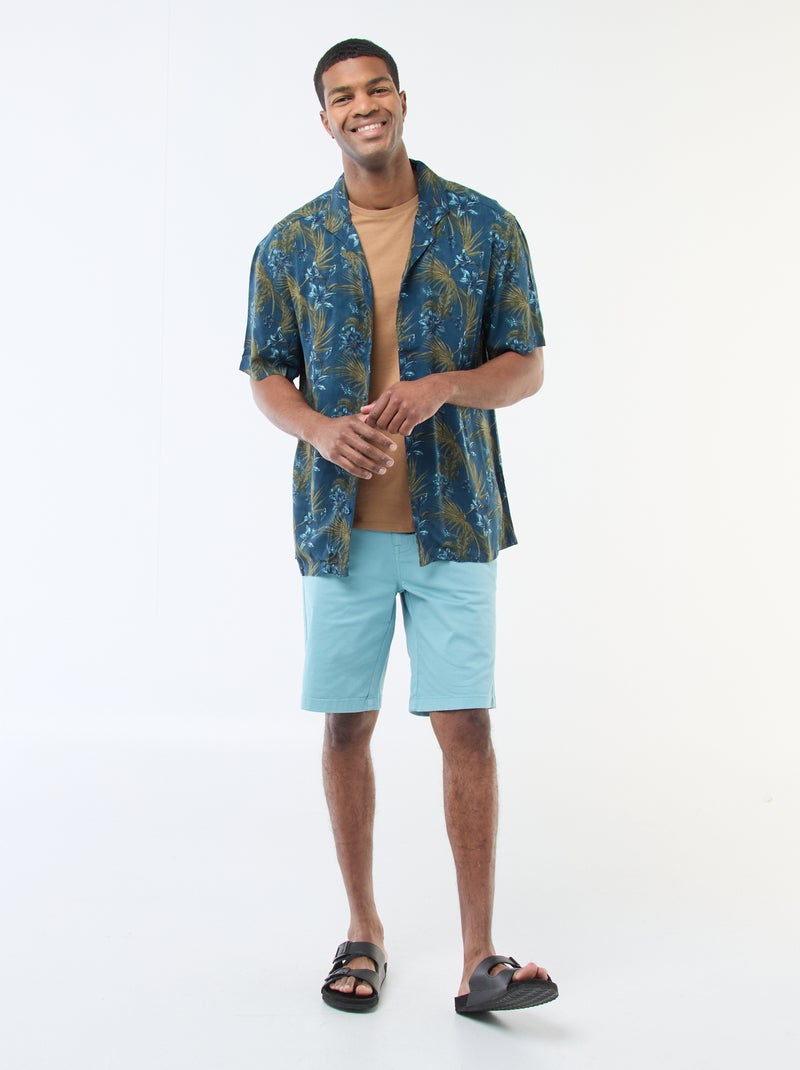 Camisa de manga corta ligera con estampado Azul - Kiabi