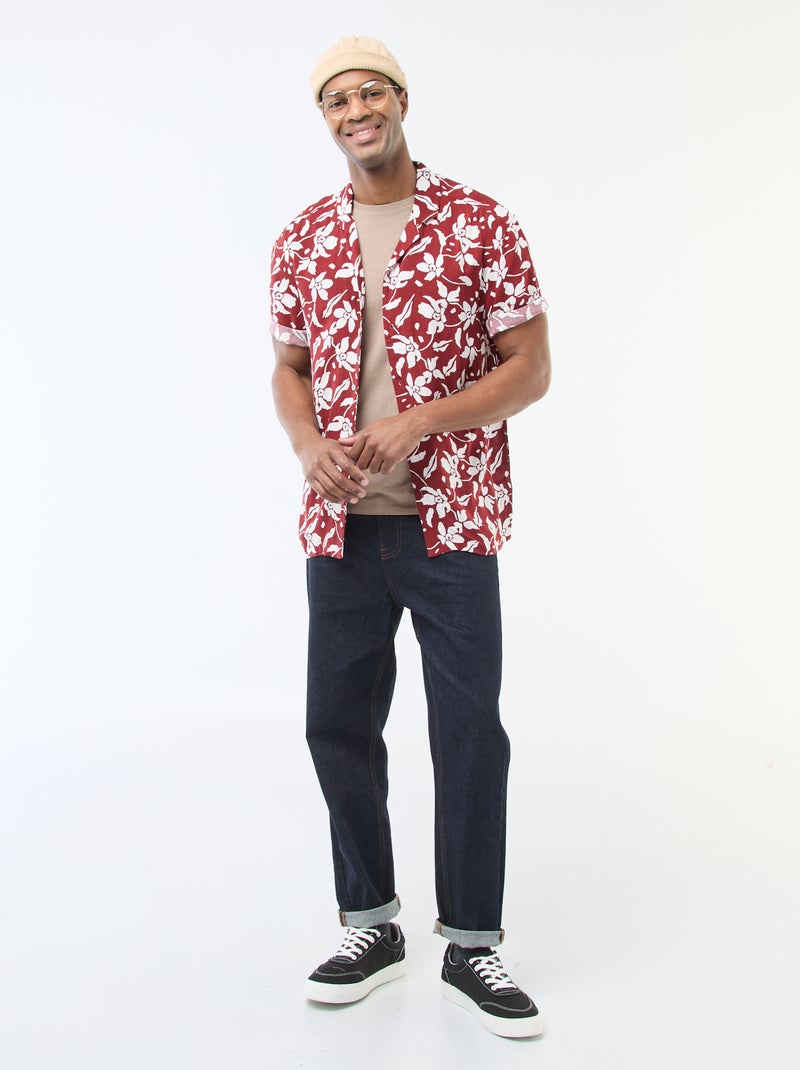 Camisa de manga corta ligera con estampado Rojo - Kiabi
