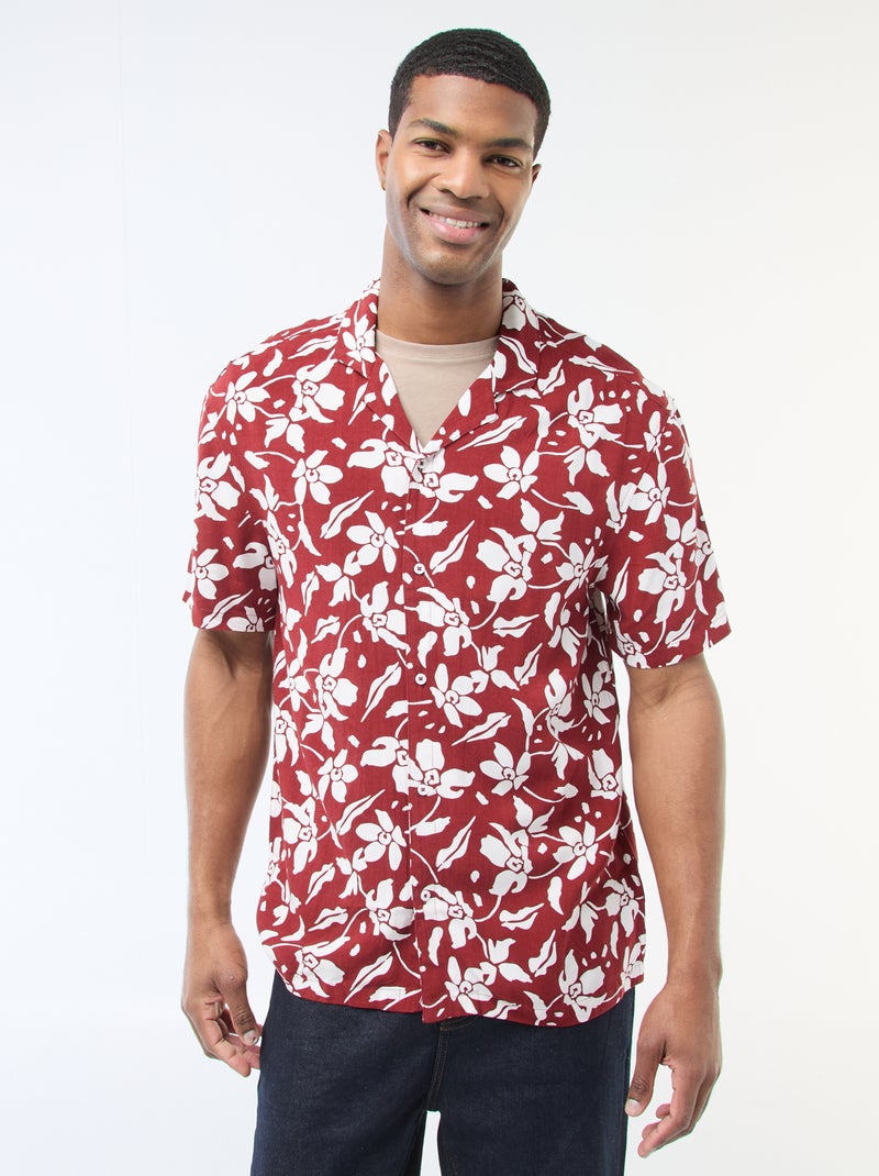 Camisa de manga corta ligera con estampado Rojo - Kiabi