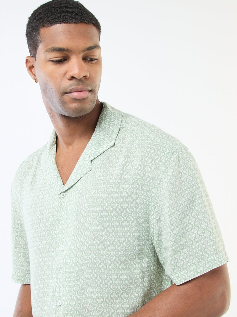 Camisa de manga corta ligera con estampado Verde - Kiabi