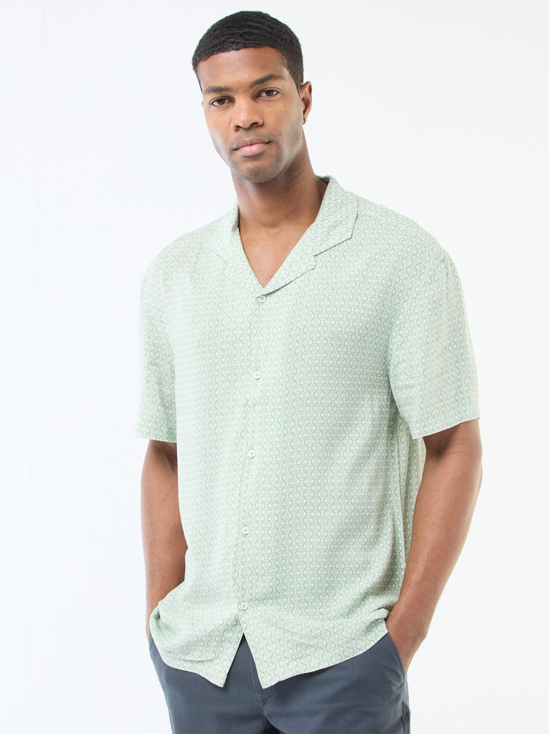 Camisa de manga corta ligera con estampado Verde - Kiabi