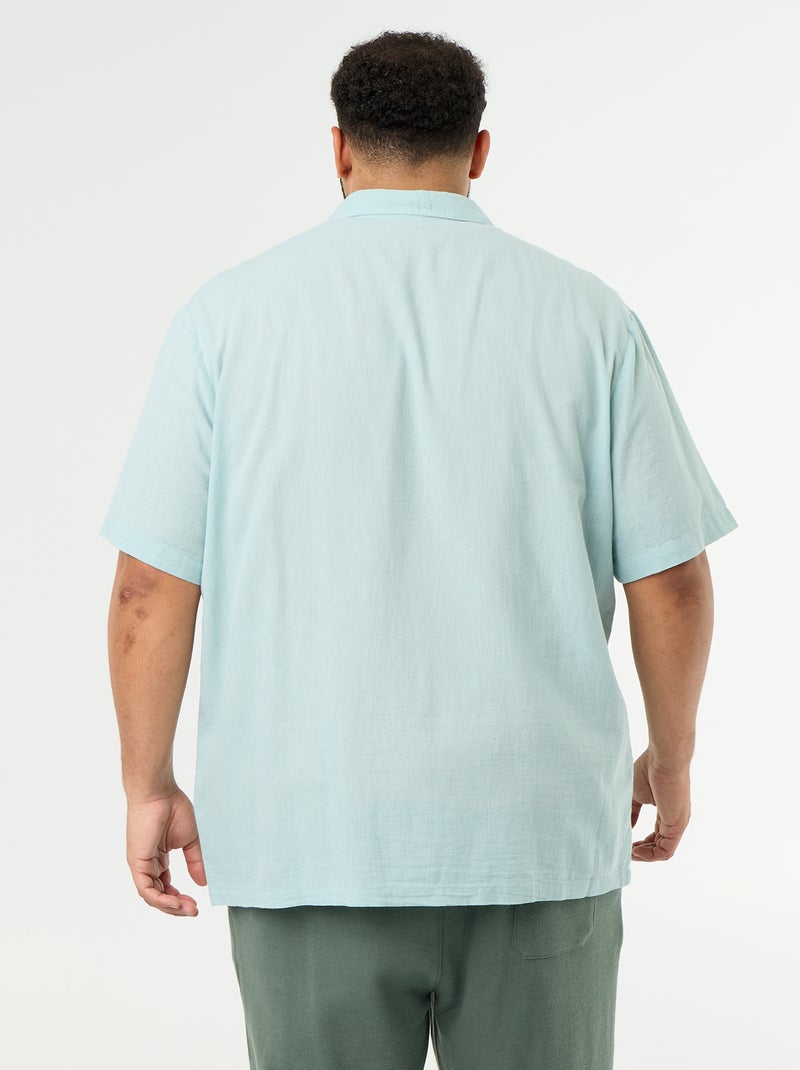 Camisa de manga corta lisa Azul - Kiabi