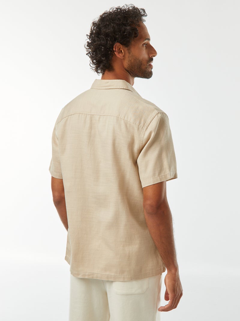 Camisa de manga corta lisa Beige - Kiabi