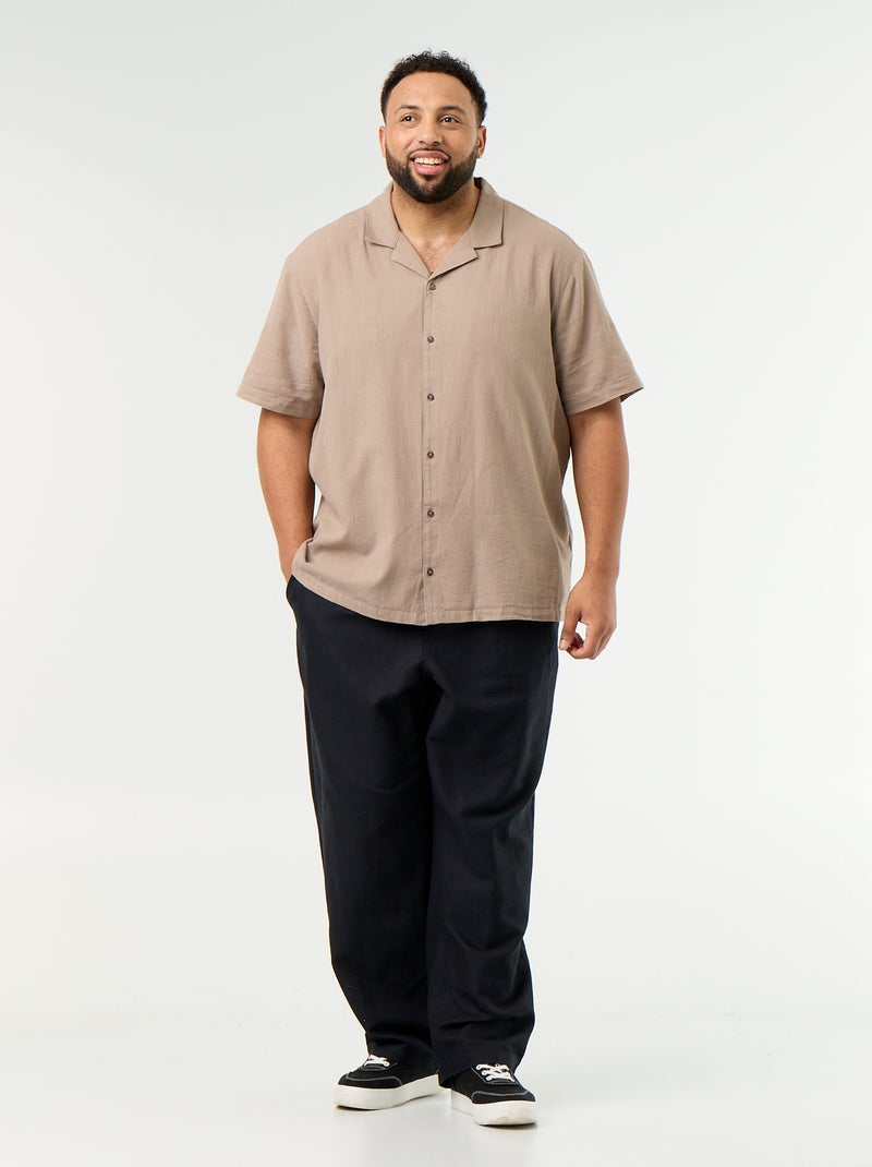 Camisa de manga corta lisa Beige - Kiabi