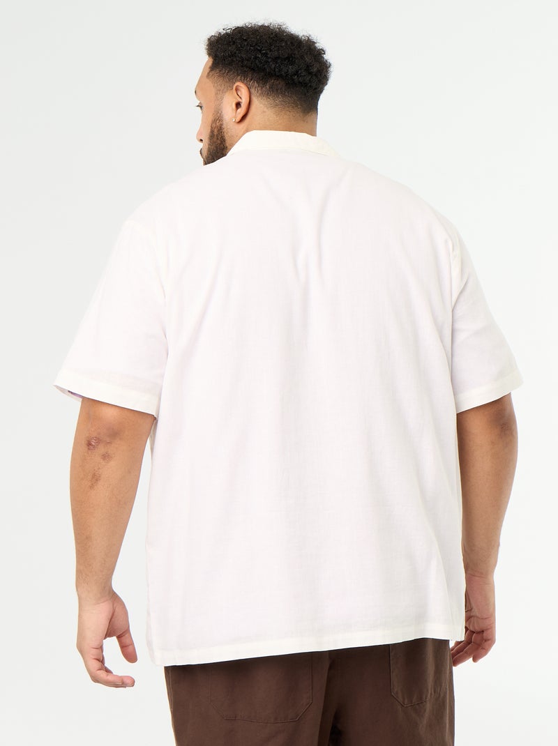 Camisa de manga corta lisa Blanco - Kiabi