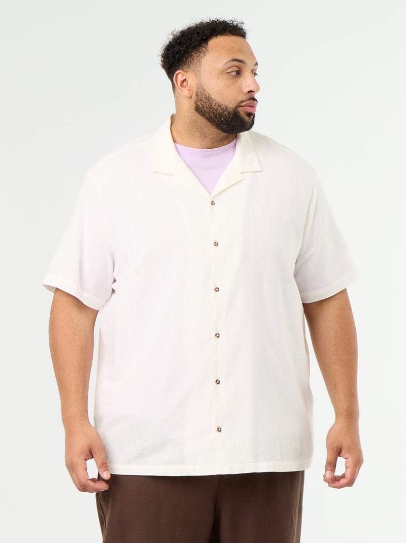Camisa de manga corta lisa Blanco - Kiabi