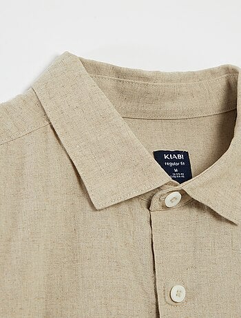 Camisa de manga corta lisa de lino mezclado - colección fácil de poner