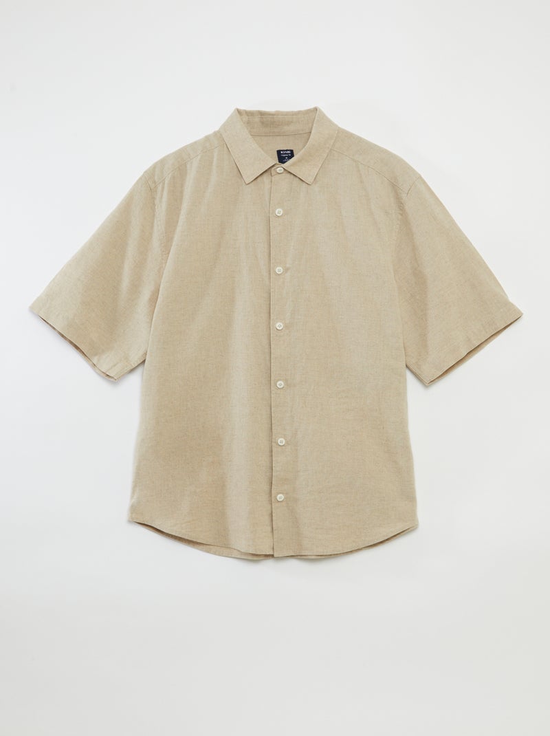 Camisa de manga corta lisa de lino mezclado - colección fácil de poner BLANCO - Kiabi