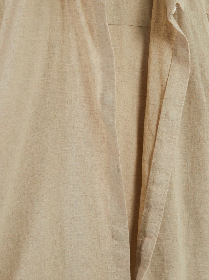 Camisa de manga corta lisa de lino mezclado - colección fácil de poner BLANCO - Kiabi