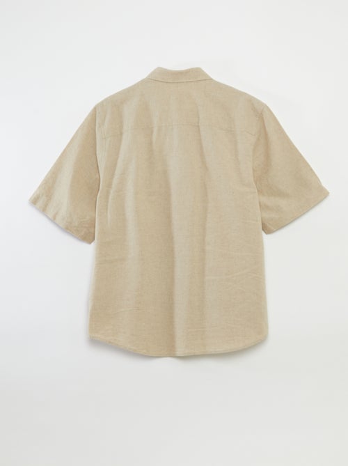 Camisa de manga corta lisa de lino mezclado - colección fácil de poner - Kiabi
