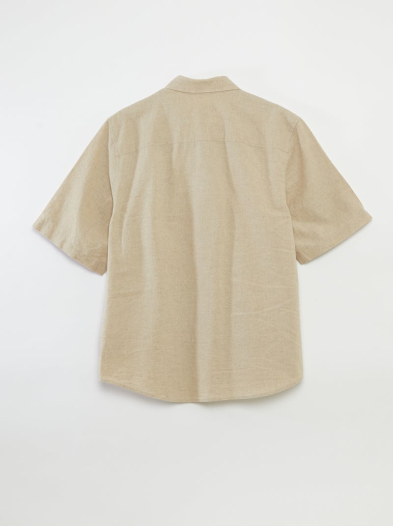 Camisa de manga corta lisa de lino mezclado - colección fácil de poner BLANCO - Kiabi