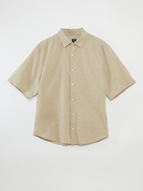 Camisa de manga corta lisa de mezcla de lino - So Easy - Kiabi