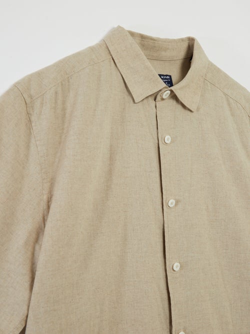 Camisa de manga corta lisa de mezcla de lino - So Easy - Kiabi