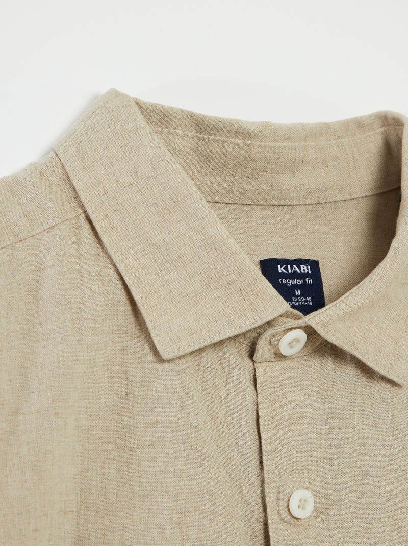 Camisa de manga corta lisa de mezcla de lino - So Easy BLANCO - Kiabi