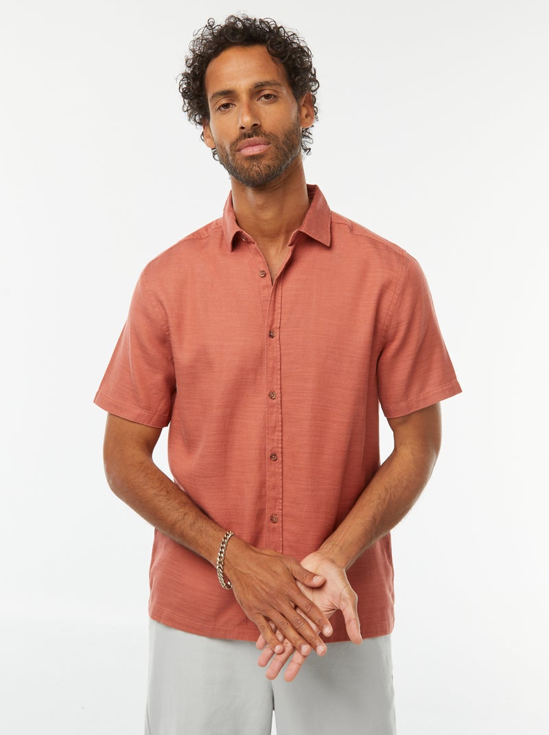 Camisa de manga corta lisa Rojo - Kiabi
