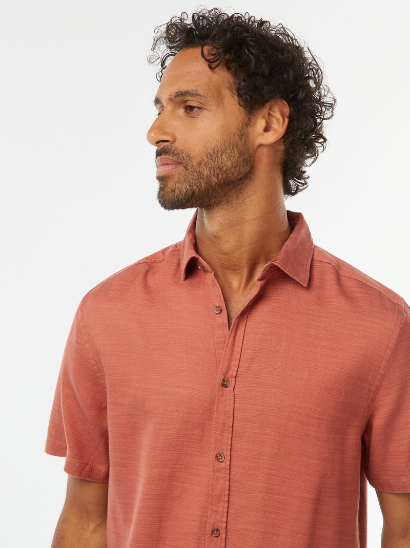 Camisa de manga corta lisa Rojo - Kiabi