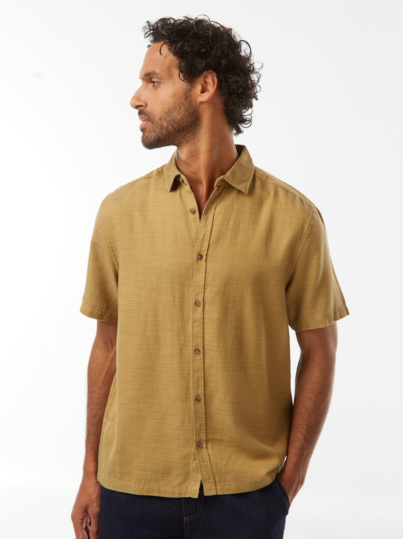 Camisa de manga corta lisa Verde - Kiabi