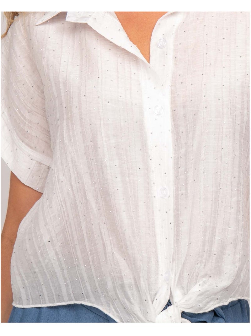 Camisa de manga corta lurex ONYX Blanco - Kiabi