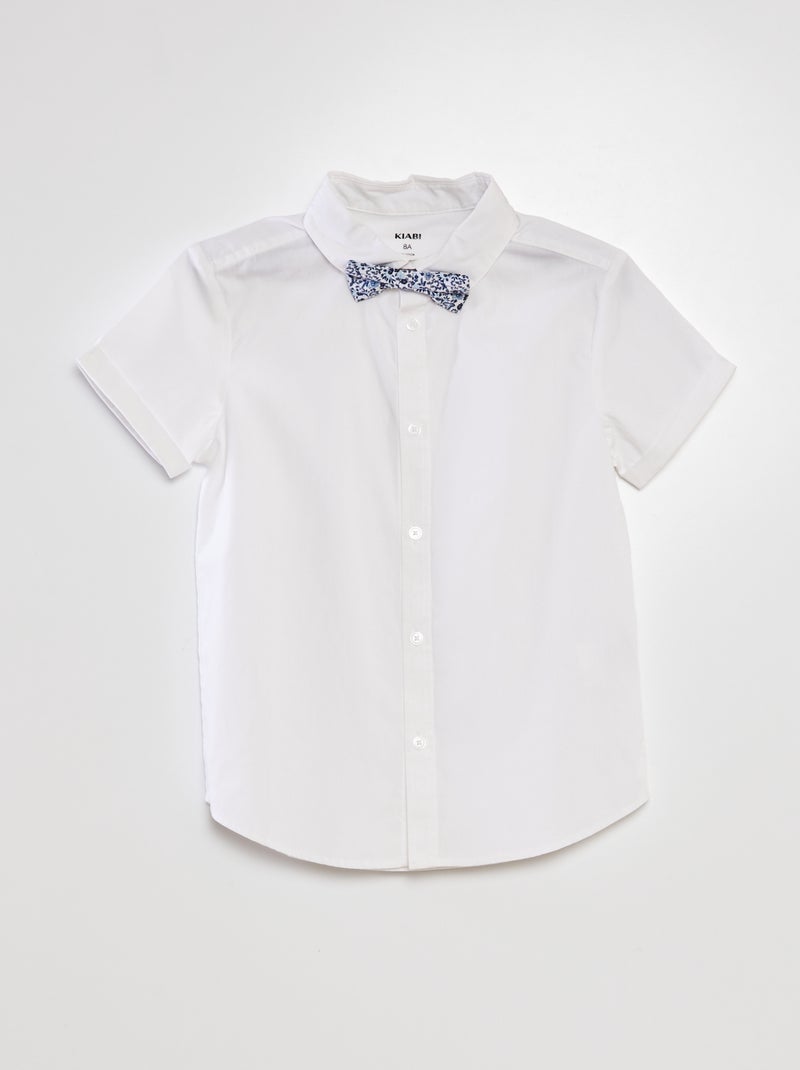 Camisa de manga corta + pajarita BLANCO - Kiabi