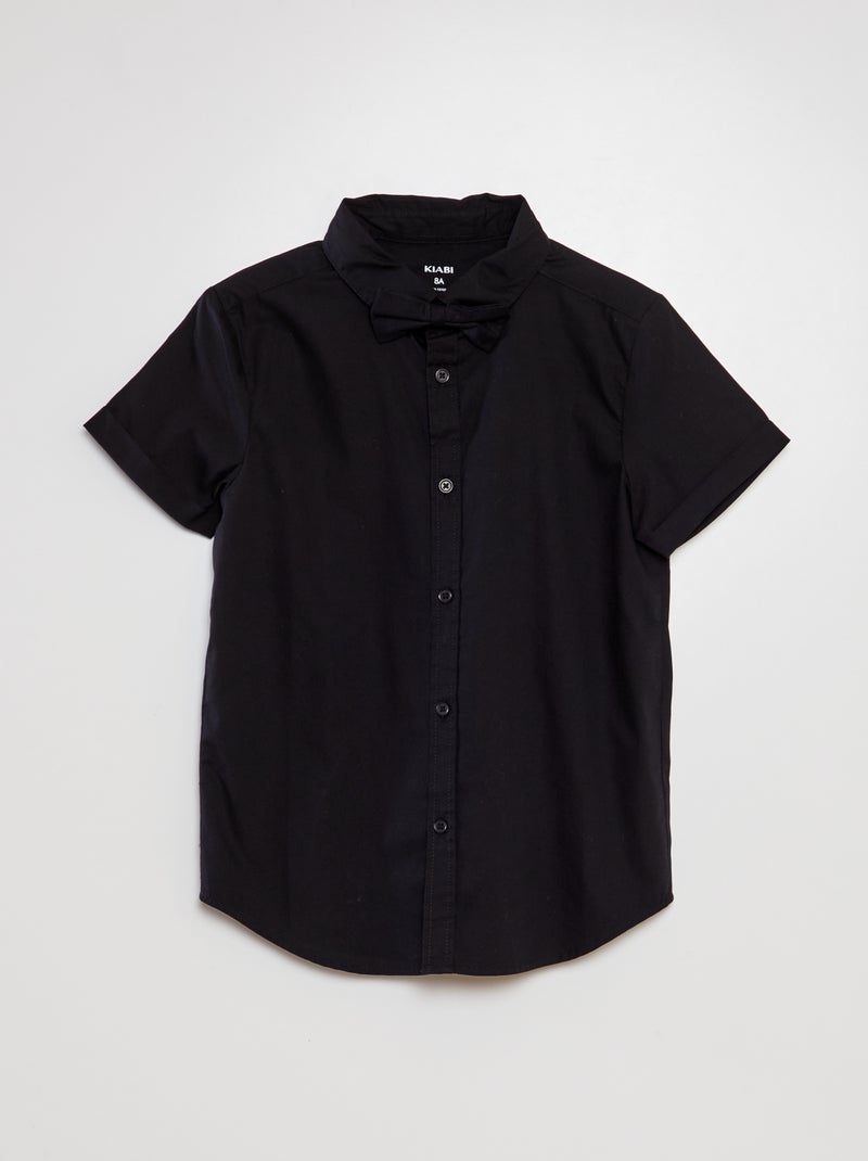 Camisa de manga corta + pajarita negro - Kiabi