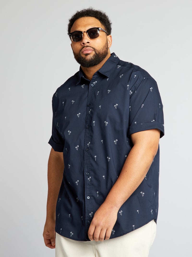 Camisa de manga corta 'palmeras' AZUL - Kiabi