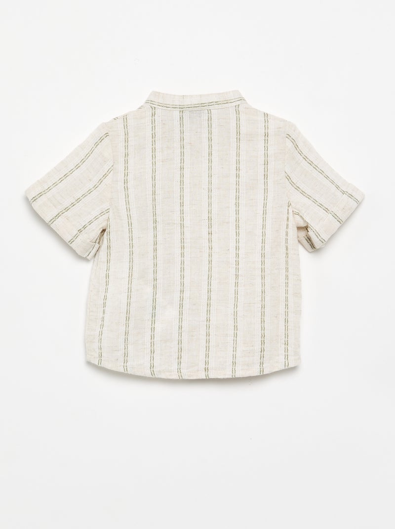 Camisa de manga corta rayada Beige - Kiabi
