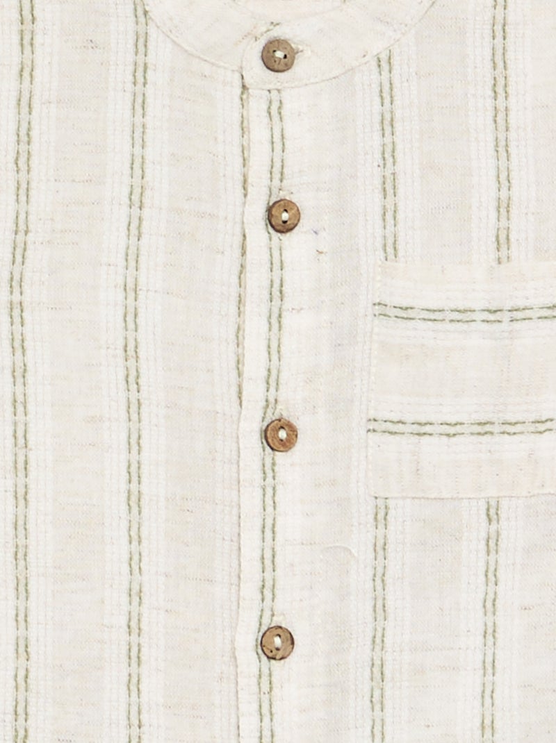 Camisa de manga corta rayada Beige - Kiabi