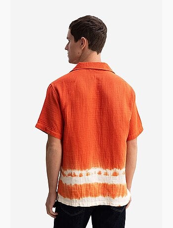 Camisa de manga corta tie-dye con cierre de botones para hombre de giesto