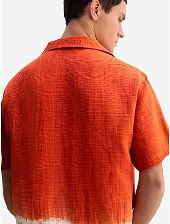 Camisa de manga corta tie-dye con cierre de botones para hombre de giesto