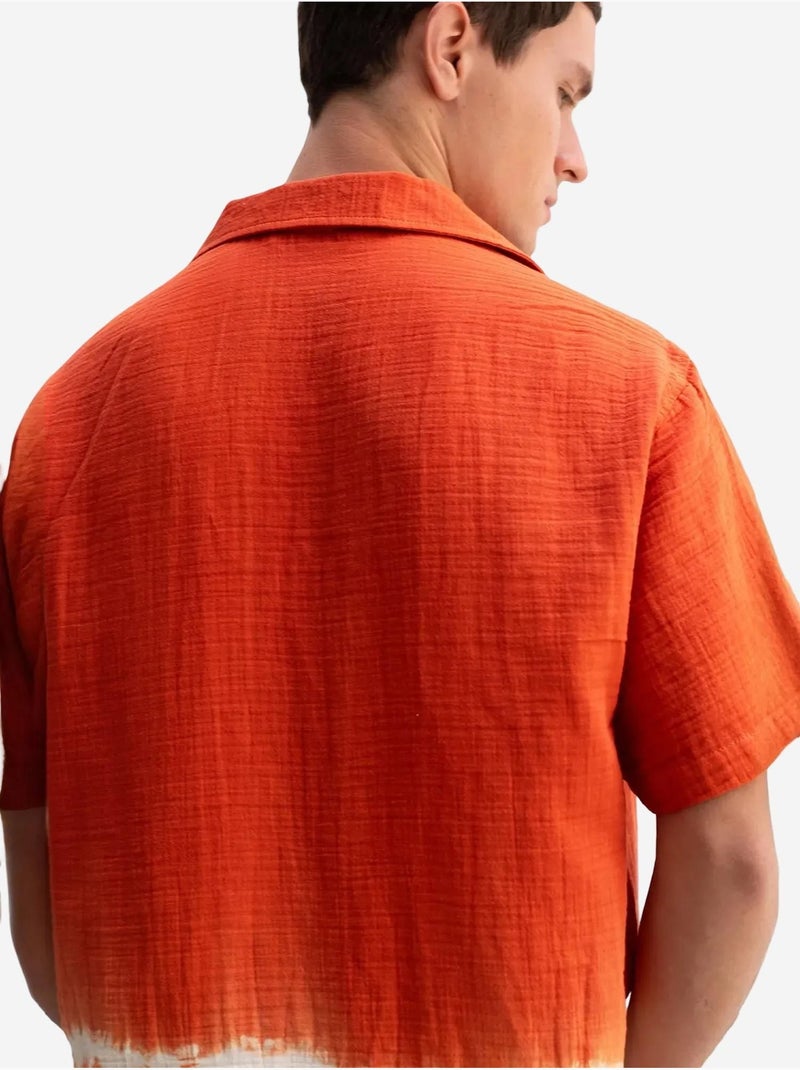 Camisa de manga corta tie-dye con cierre de botones para hombre de giesto Rojo ladrillo - Kiabi