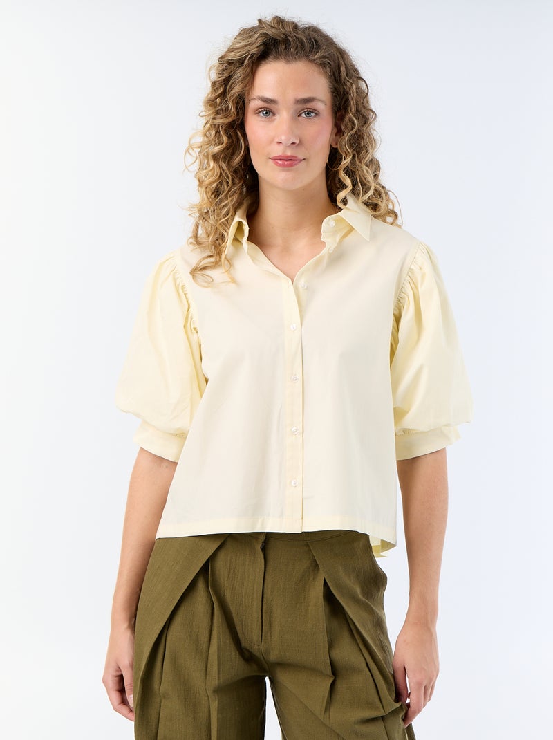 Camisa de manga corta tipo globo Amarillo - Kiabi