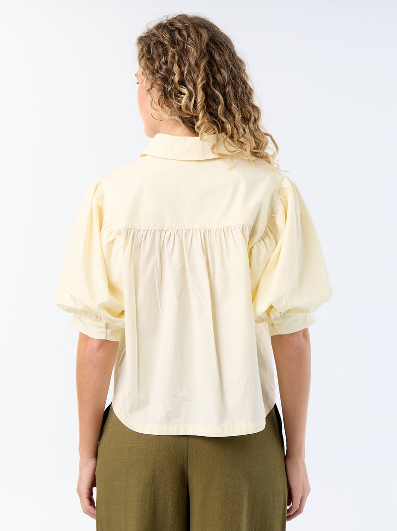 Camisa de manga corta tipo globo Amarillo - Kiabi