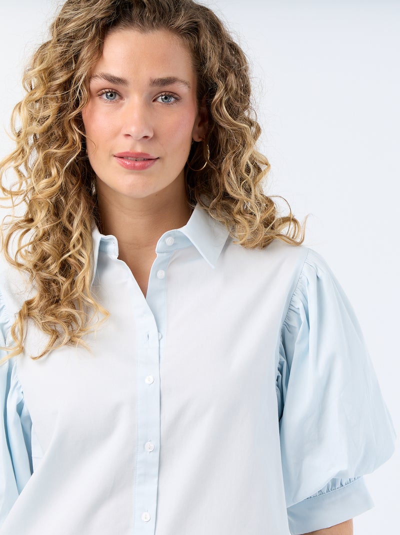 Camisa de manga corta tipo globo Azul - Kiabi