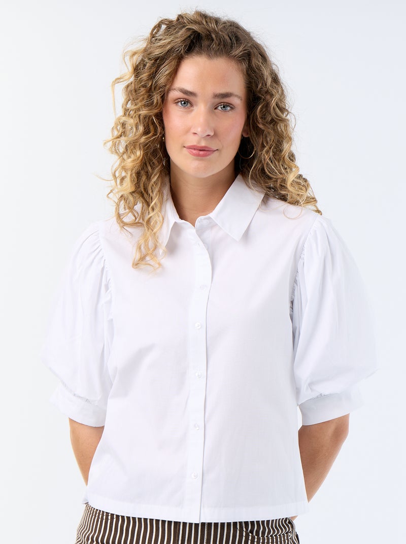 Camisa de manga corta tipo globo Blanco - Kiabi