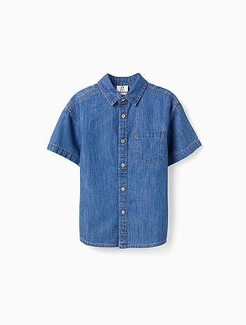 Camisa de manga corta vaquera con bolsillo