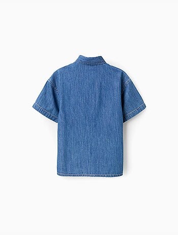 Camisa de manga corta vaquera con bolsillo