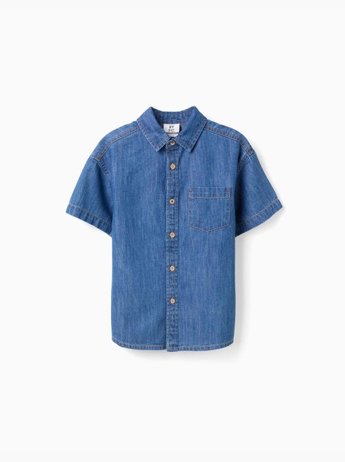 Camisa de manga corta vaquera con bolsillo - Kiabi
